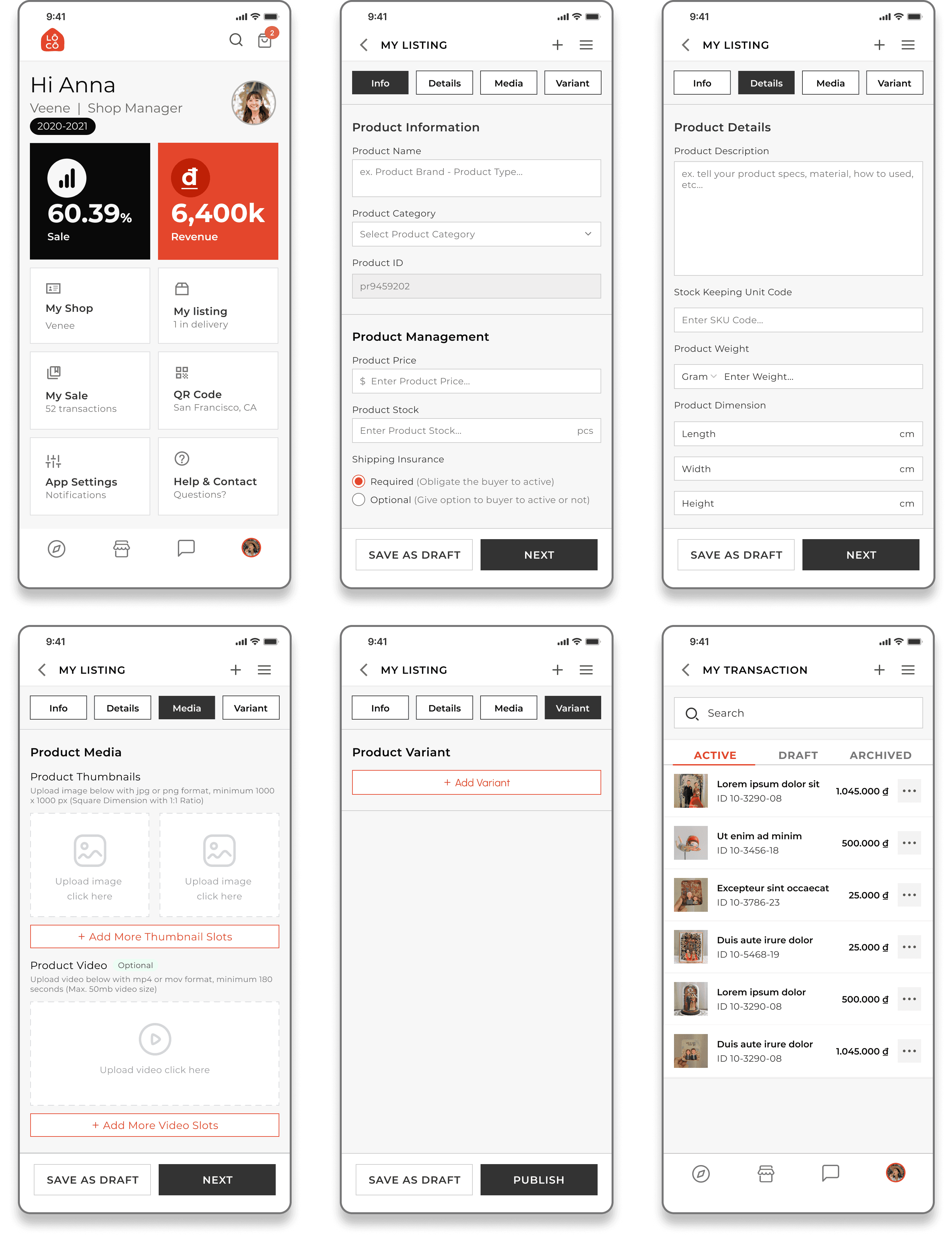 Shopper screens